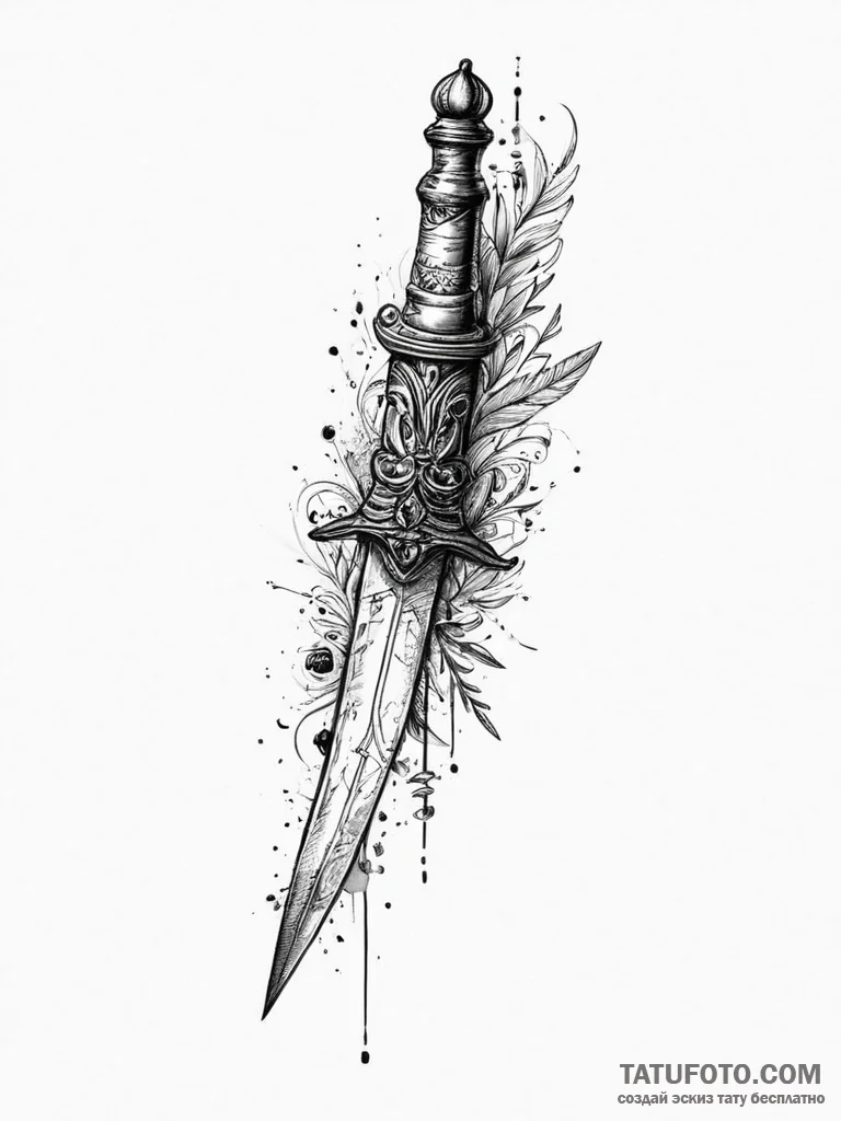 Tattoo sketch узор в виде кинжала, tattoo lin... - эскиз тату (№1756057821_0, 24.08.2025 17:50) — Tatufoto.com