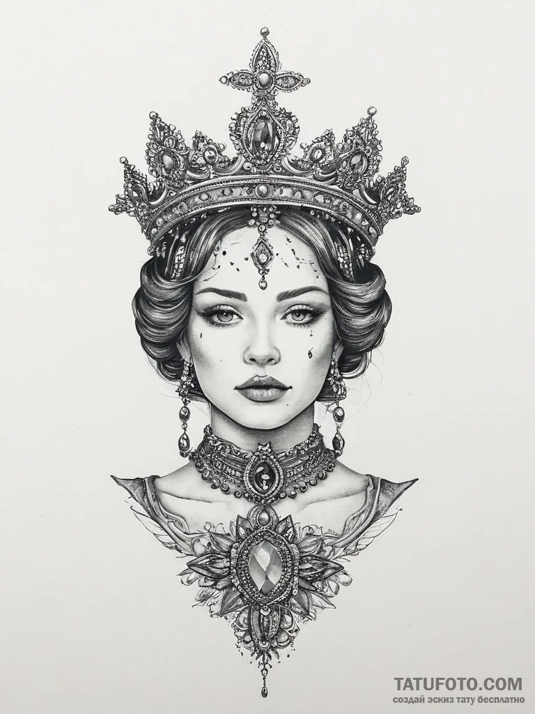 Tattoo sketch queen tattoo, artistic tattoo s... - эскиз тату (№1756058018_0, 24.08.2025 17:53) — Tatufoto.com