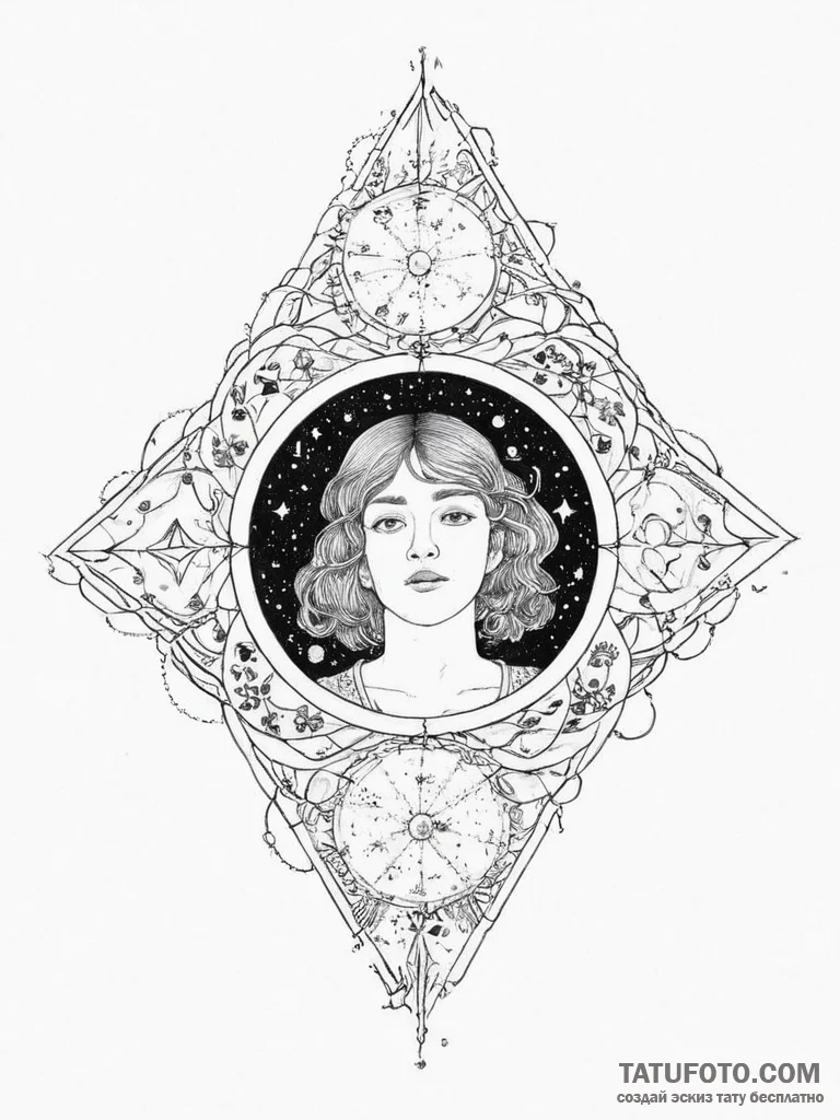 Tattoo sketch astronomer a person with a star... - эскиз тату (№1756058994_0, 24.08.2025 18:09) — Tatufoto.com