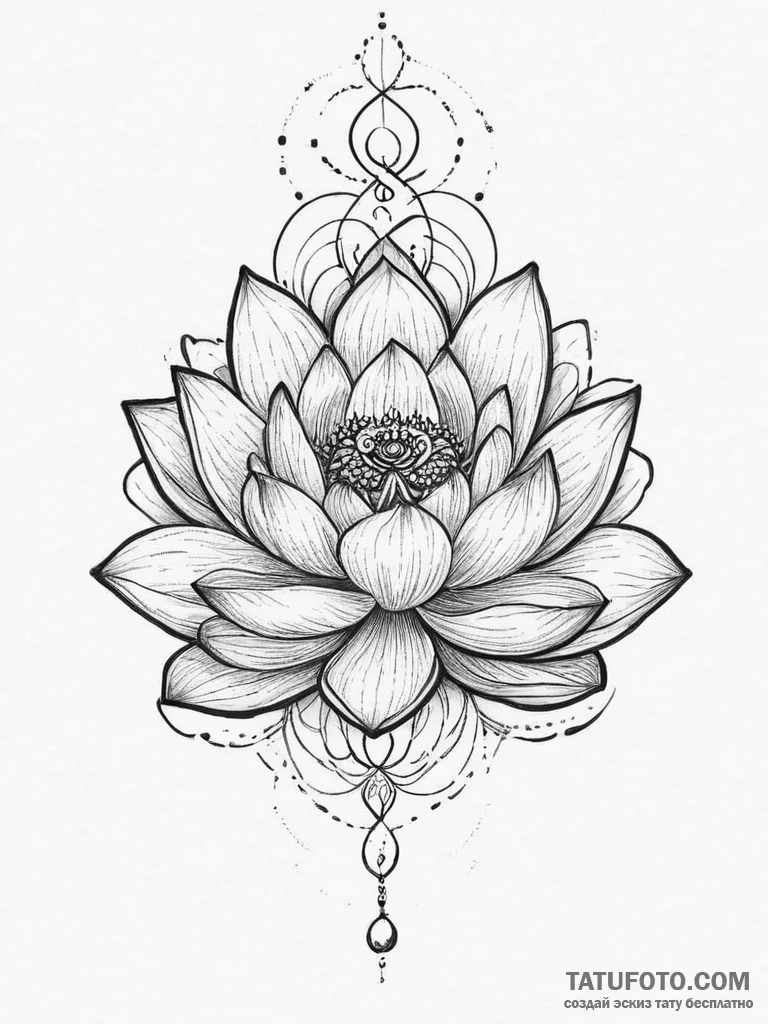 Tattoo sketch lotus and om - эскиз тату (№1756060577_0, 24.08.2025 18:36) — Tatufoto.com
