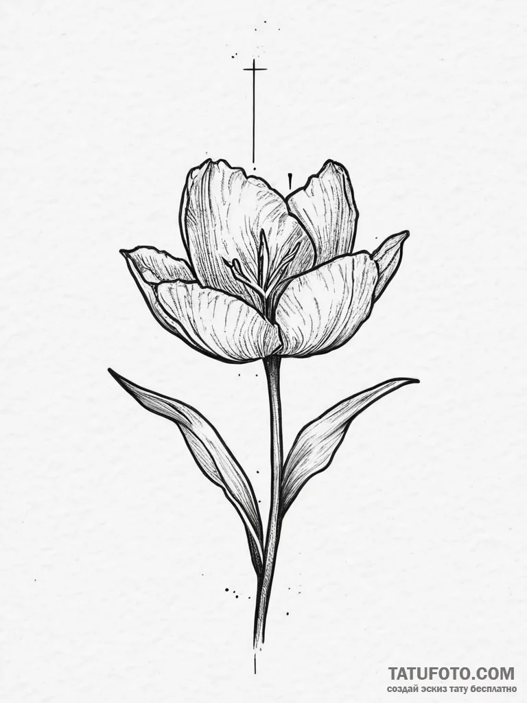 Tattoo sketch tulip flower, ink illustration... - эскиз тату (№1756060778_0, 24.08.2025 18:39) — Tatufoto.com