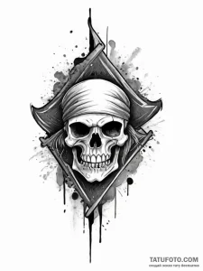 Tattoo sketch pirate flag, concept art for ta... - эскиз тату (№1756061570_0, 24.08.2025 18:52) — Tatufoto.com