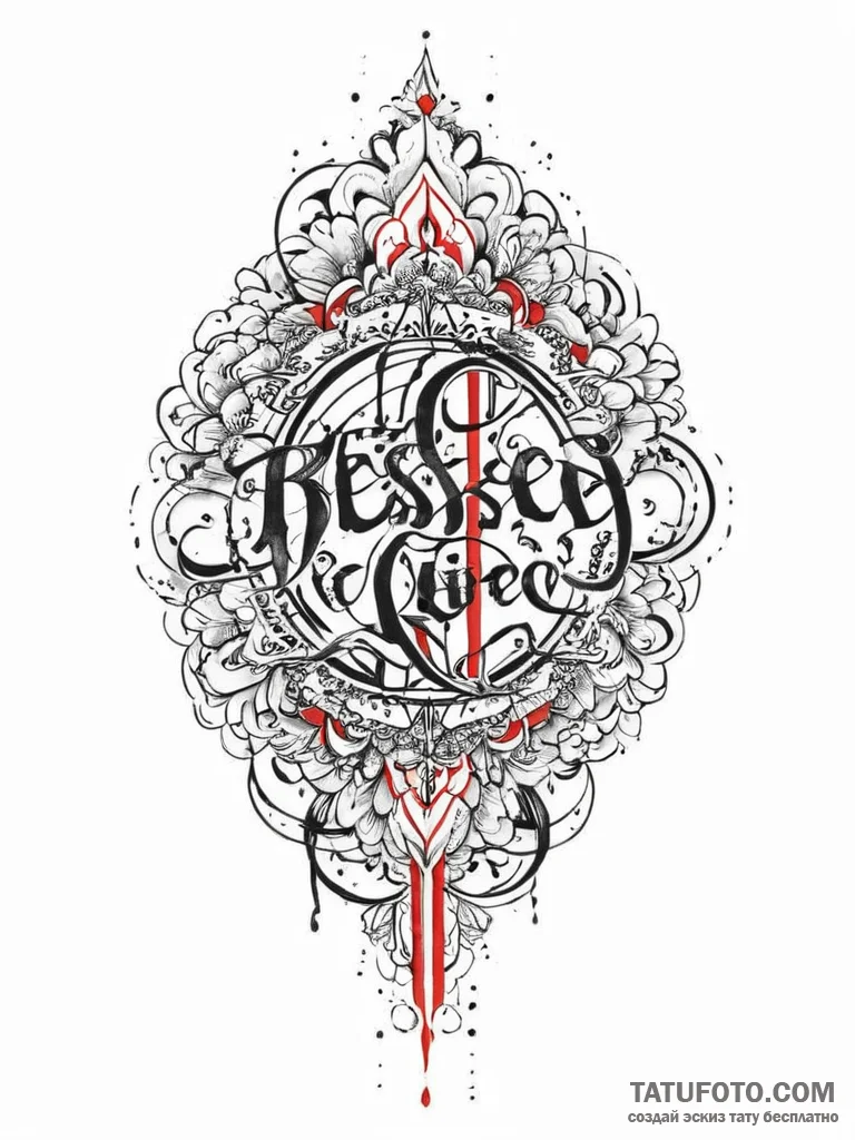 Tattoo sketch blessed are lettering, tattoo s... - эскиз тату (№1756063775_0, 24.08.2025 19:29) — Tatufoto.com