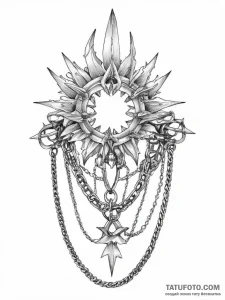 Tattoo sketch punk chains and spikes - эскиз тату (№1756068012_0, 24.08.2025 20:40) — Tatufoto.com