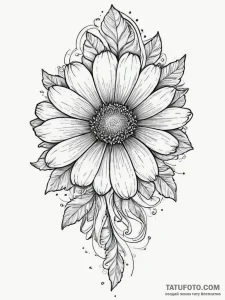 Tattoo sketch calendula, ink illustration for... - эскиз тату (№1756076078_0, 24.08.2025 22:54) — Tatufoto.com