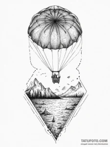 Tattoo sketch parasailing a person with a sai... - эскиз тату (№1756076281_0, 24.08.2025 22:58) — Tatufoto.com
