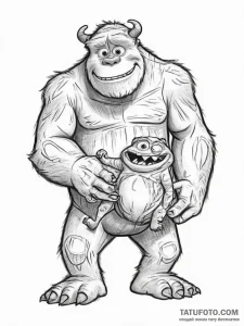 Tattoo sketch monsters, inc. mike and sulley,... - эскиз тату (№1756078090_0, 24.08.2025 23:28) — Tatufoto.com