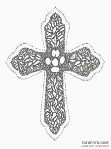 Tattoo sketch vet animal paw print and cross,... - эскиз тату (№1756079675_0, 24.08.2025 23:54) — Tatufoto.com