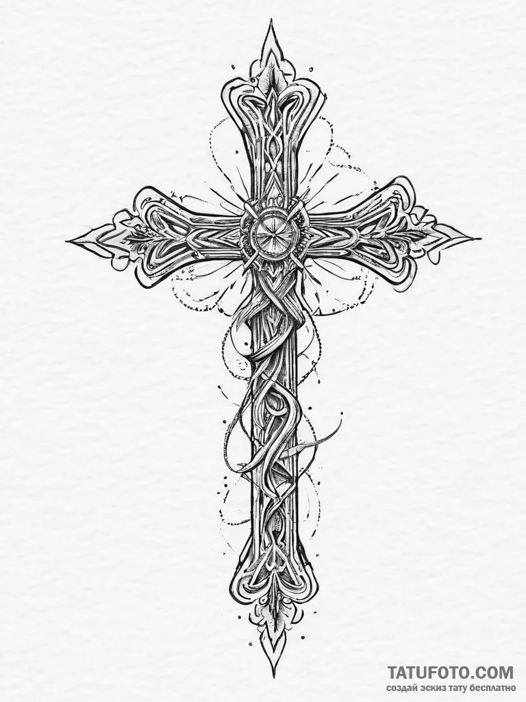 Tattoo sketch holy weapon, concept art for ta... - эскиз тату (№1756080477_0, 25.08.2025 00:07) — Tatufoto.com