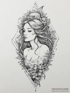Tattoo sketch rusalka, the water nymph, with... - эскиз тату (№1756081464_0, 25.08.2025 00:24) — Tatufoto.com
