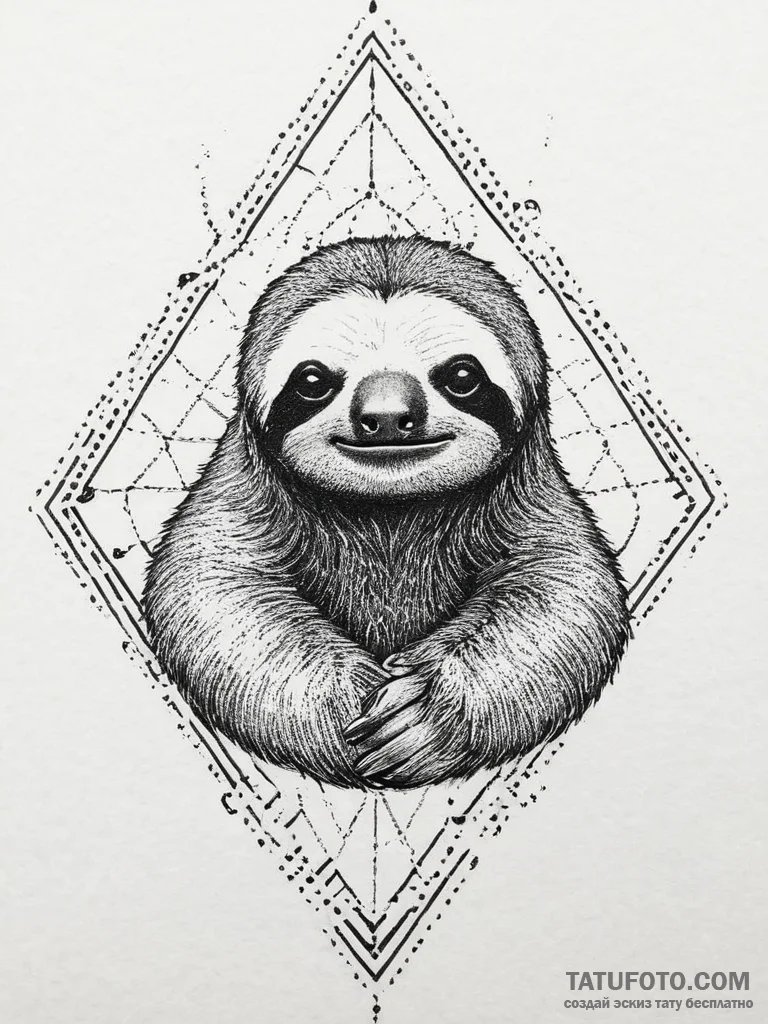 Tattoo sketch sloth, concept art for tattoo,... - эскиз тату (№1756084839_0, 25.08.2025 01:20) — Tatufoto.com