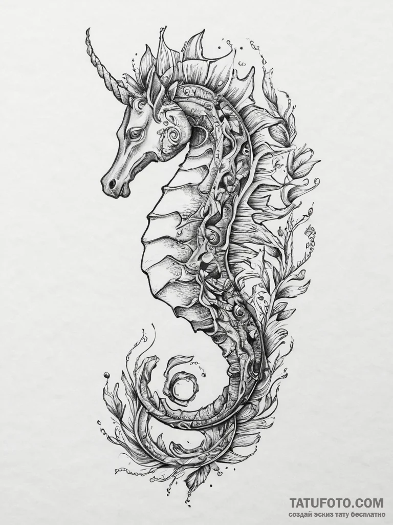 Tattoo sketch hippocampus, tattoo flash sheet... - эскиз тату (№1756085626_0, 25.08.2025 01:33) — Tatufoto.com
