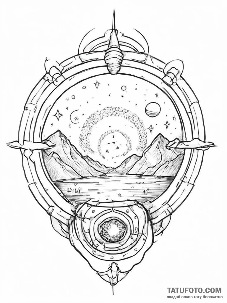 Tattoo sketch space portal - эскиз тату (№1756086226_0, 25.08.2025 01:43) — Tatufoto.com