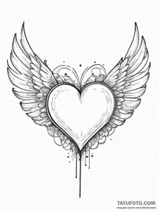 Tattoo sketch сердце с крыльями, concept art... - эскиз тату (№1756089409_0, 25.08.2025 02:36) — Tatufoto.com
