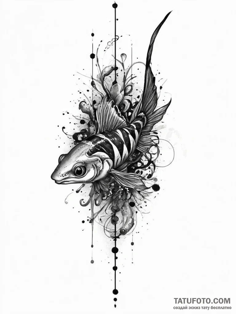 Tattoo sketch harlequin rasbora, concept art... - эскиз тату (№1756090599_0, 25.08.2025 02:56) — Tatufoto.com