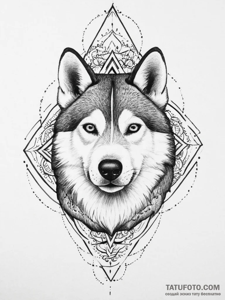 Tattoo sketch siberian husky, tattoo sketch d... - эскиз тату (№1756091574_0, 25.08.2025 03:12) — Tatufoto.com