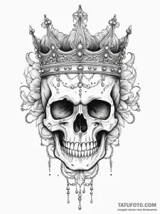 Tattoo sketch узор в виде черепа с короной, i... - эскиз тату (№1756093921_0, 25.08.2025 03:52) — Tatufoto.com