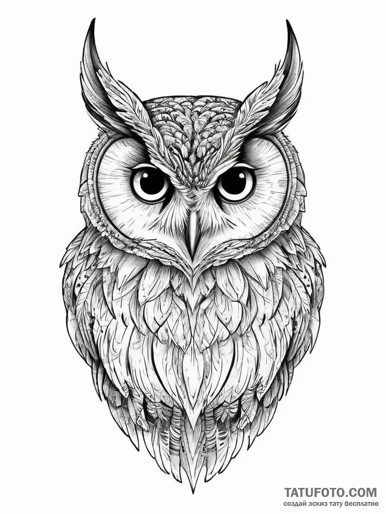 Tattoo sketch long-eared owl, tattoo sketch d... - эскиз тату (№1756094312_0, 25.08.2025 03:58) — Tatufoto.com