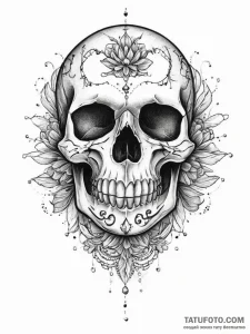 Tattoo sketch realism и ornamental череп, art... - эскиз тату (№1756094701_0, 25.08.2025 04:05) — Tatufoto.com