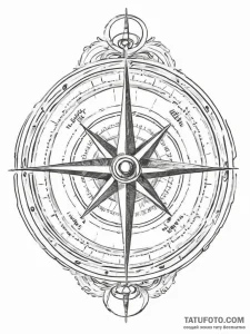 Tattoo sketch compass with a map, tattoo line... - эскиз тату (№1756096281_0, 25.08.2025 04:31) — Tatufoto.com