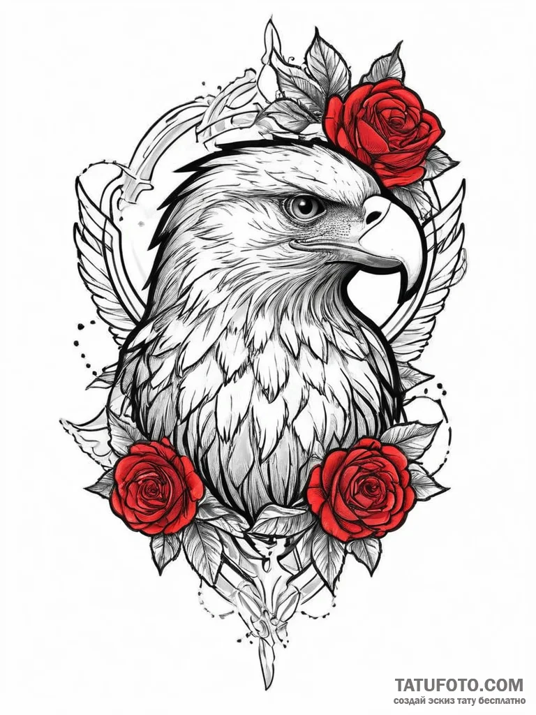 Tattoo sketch philippine eagle, ink illustrat... - эскиз тату (№1756097496_0, 25.08.2025 04:51) — Tatufoto.com