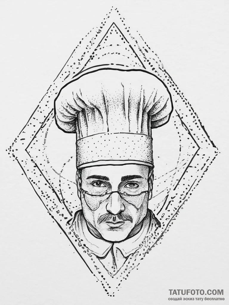 Tattoo sketch baker chef's hat, artistic tatt... - эскиз тату (№1756097895_0, 25.08.2025 04:58) — Tatufoto.com