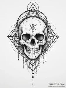 Tattoo sketch череп с рунами, concept art for... - эскиз тату (№1756098294_0, 25.08.2025 05:04) — Tatufoto.com