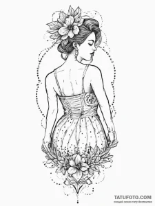 Tattoo sketch sundress with a quote, tattoo f... - эскиз тату (№1756098708_0, 25.08.2025 05:11) — Tatufoto.com