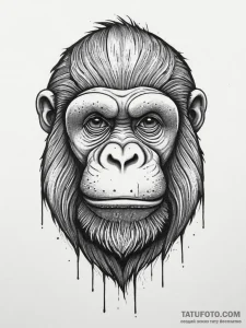 Tattoo sketch orangutan, concept art for tatt... - эскиз тату (№1756102512_0, 25.08.2025 06:15) — Tatufoto.com