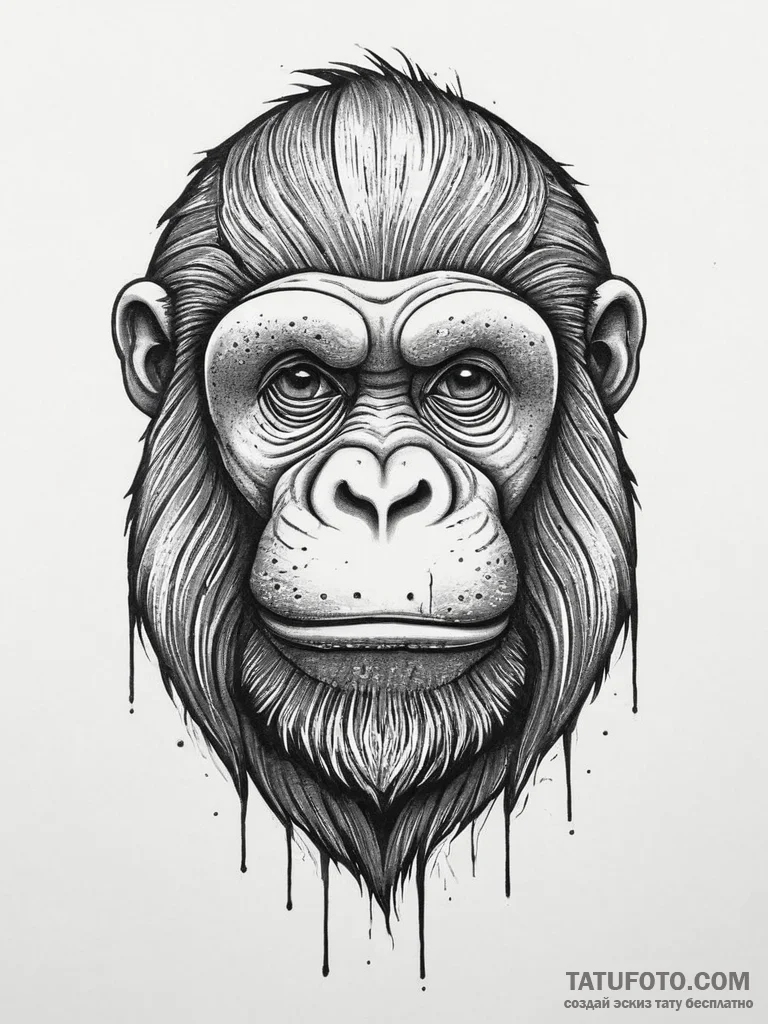 Tattoo sketch orangutan, concept art for tatt... - эскиз тату (№1756102512_0, 25.08.2025 06:15) — Tatufoto.com