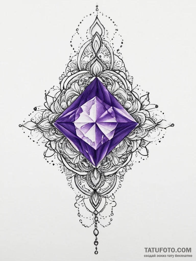 Tattoo sketch amethyst - эскиз тату (№1756102913_0, 25.08.2025 06:21) — Tatufoto.com