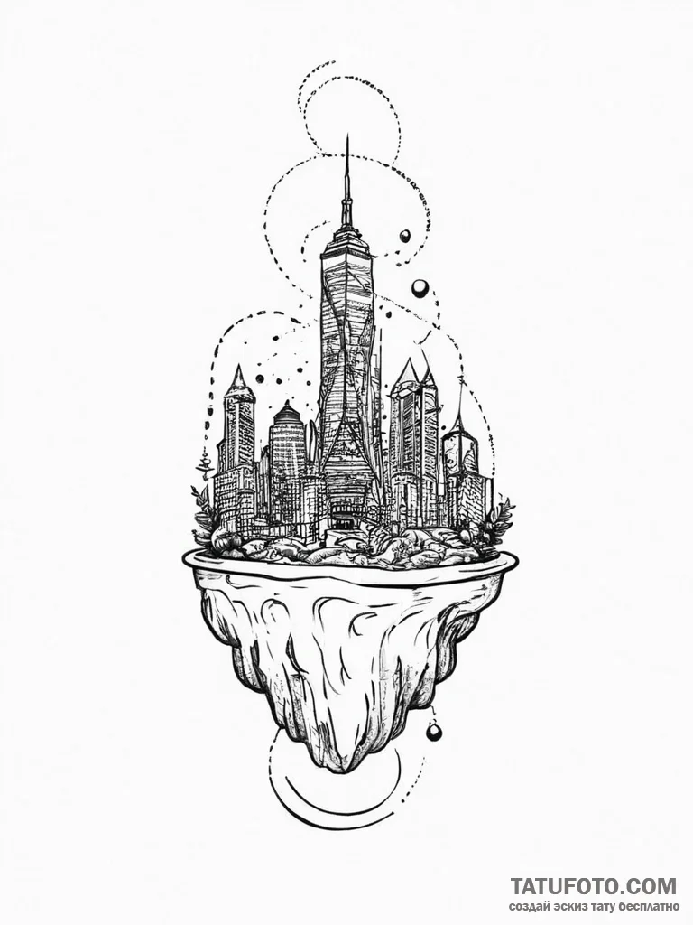 Tattoo sketch city, tattoo drawing outline, b... - эскиз тату (№1756103514_0, 25.08.2025 06:31) — Tatufoto.com