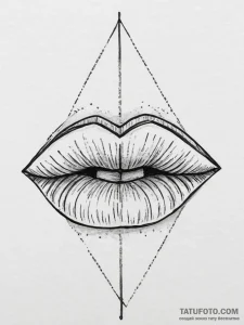 Tattoo sketch sensual lips in a minimalist st... - эскиз тату (№1756103710_0, 25.08.2025 06:35) — Tatufoto.com