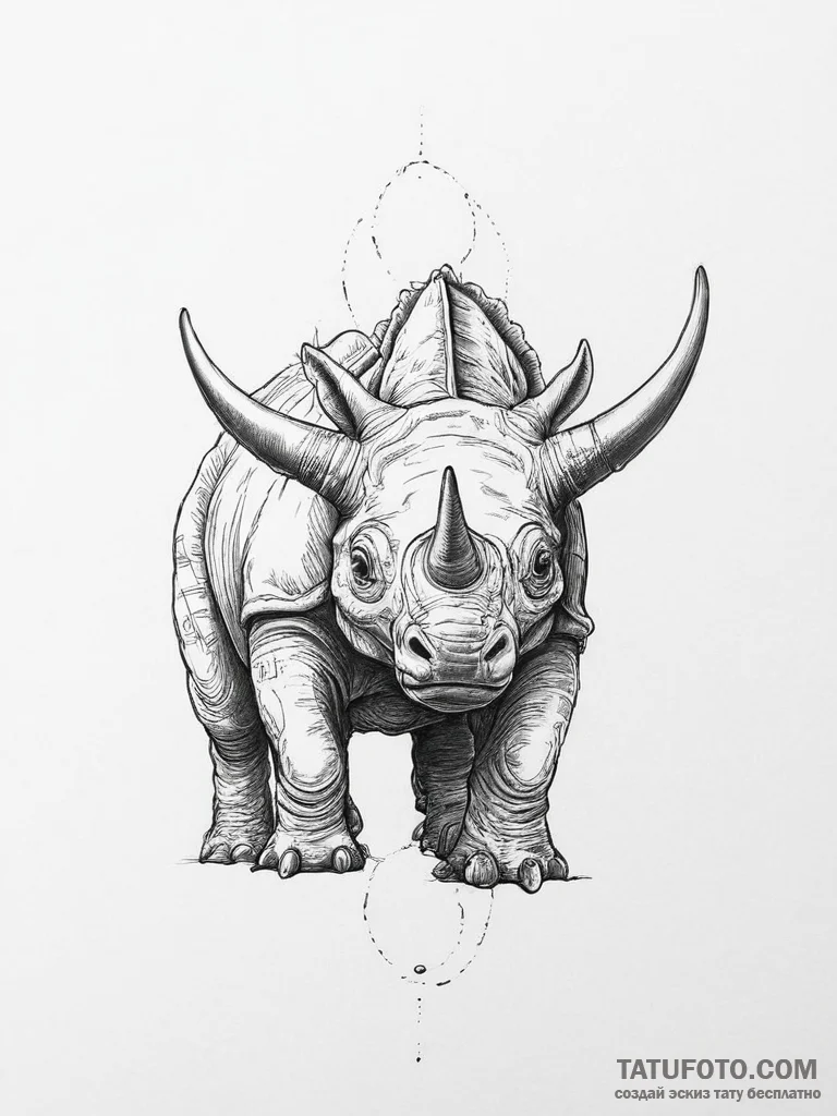 Tattoo sketch triceratops, ink illustration f... - эскиз тату (№1756104303_0, 25.08.2025 06:45) — Tatufoto.com