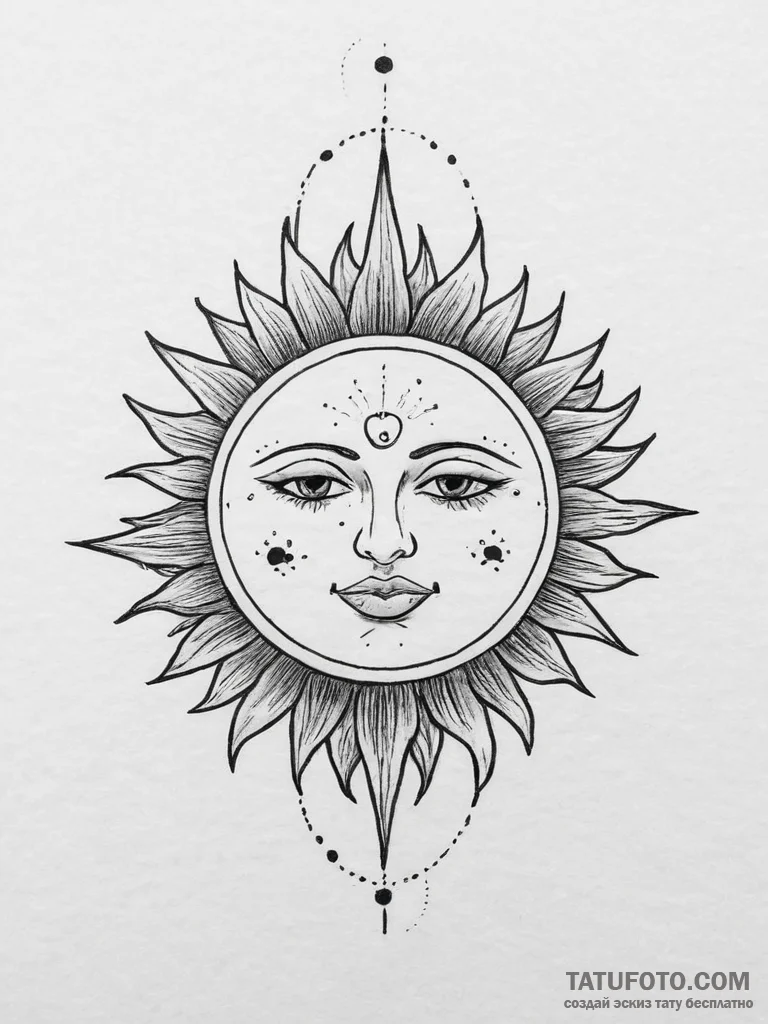 Tattoo sketch sun tattoo, tattoo sketch desig... - эскиз тату (№1756104712_0, 25.08.2025 06:51) — Tatufoto.com