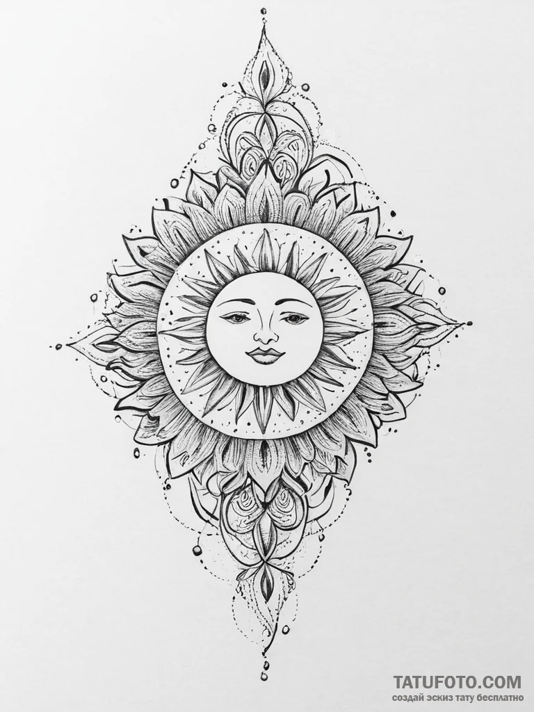 Tattoo sketch sun tattoo, tattoo drawing outl... - эскиз тату (№1756106711_0, 25.08.2025 07:25) — Tatufoto.com