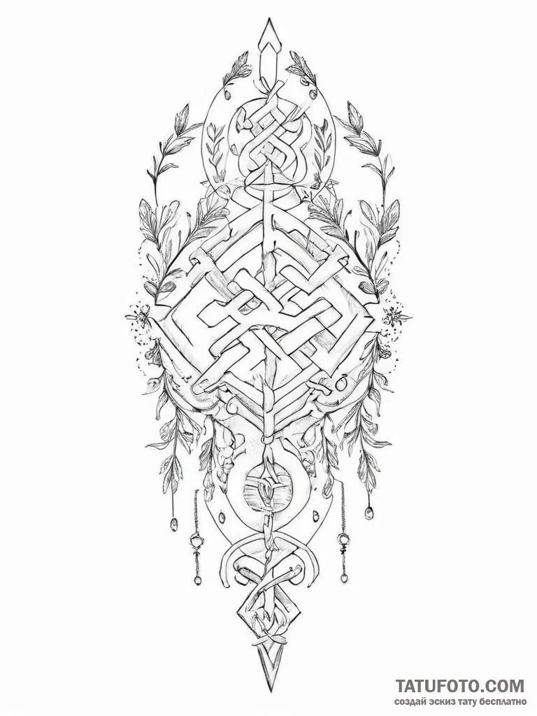 Tattoo sketch slavic runes with a quote - эскиз тату (№1756106915_0, 25.08.2025 07:28) — Tatufoto.com