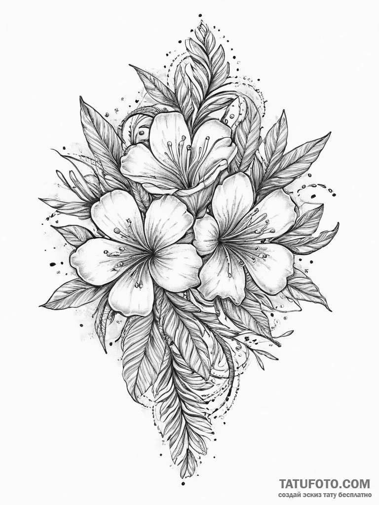 Tattoo sketch oleander, artistic tattoo sketc... - эскиз тату (№1756107720_0, 25.08.2025 07:42) — Tatufoto.com