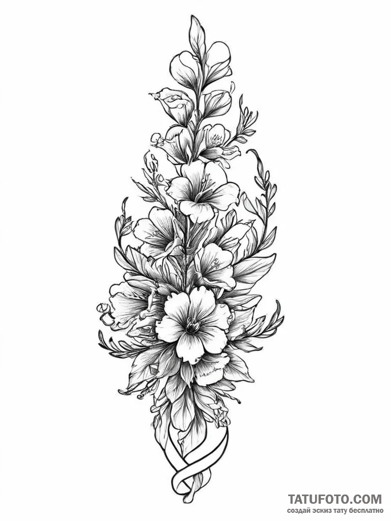 Tattoo sketch foxglove, tattoo sketch design,... - эскиз тату (№1756108323_0, 25.08.2025 07:52) — Tatufoto.com