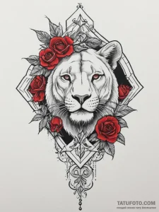 Tattoo sketch lioness, tattoo line art, detai... - эскиз тату (№1756109539_0, 25.08.2025 08:12) — Tatufoto.com