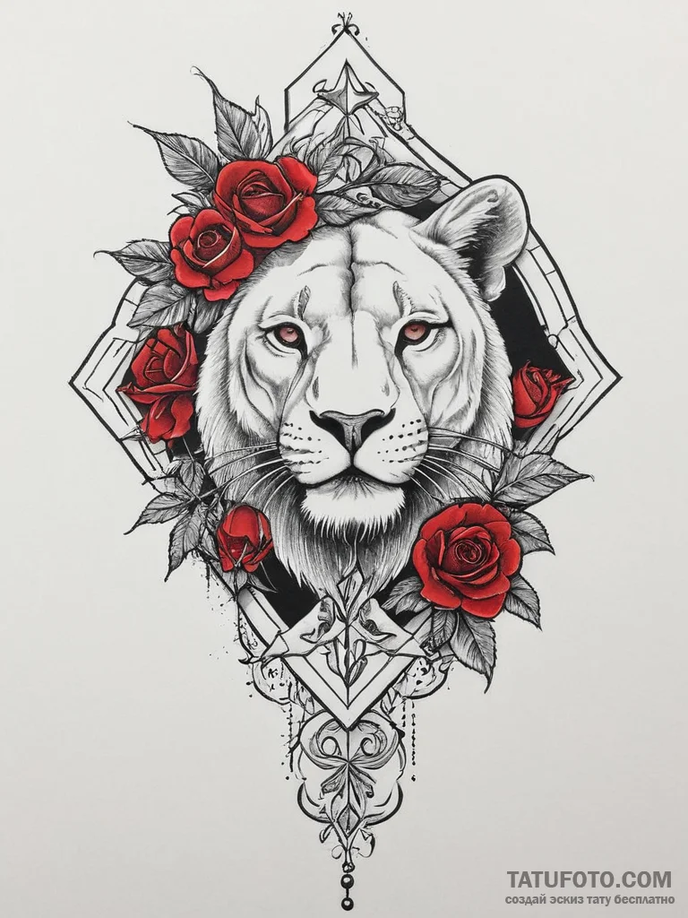 Tattoo sketch lioness, tattoo line art, detai... - эскиз тату (№1756109539_0, 25.08.2025 08:12) — Tatufoto.com