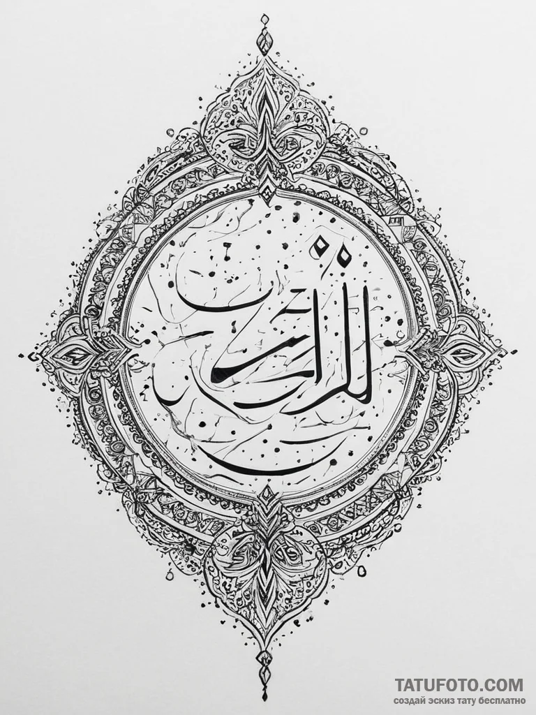 Tattoo sketch arabic calligraphy of quran, ta... - эскиз тату (№1756110341_0, 25.08.2025 08:25) — Tatufoto.com