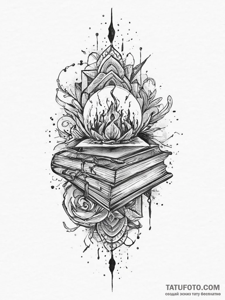 Tattoo sketch forbidden tome, tattoo sketch d... - эскиз тату (№1756110544_0, 25.08.2025 08:29) — Tatufoto.com