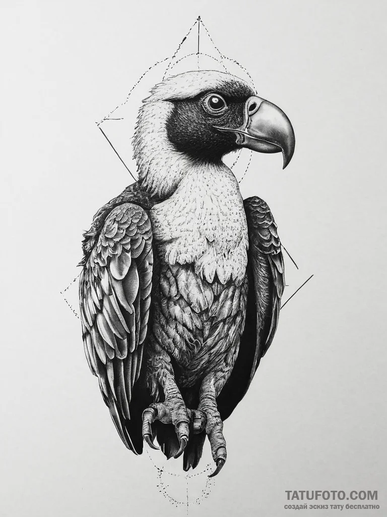 Tattoo sketch king vulture, concept art for t... - эскиз тату (№1756111559_0, 25.08.2025 08:45) — Tatufoto.com