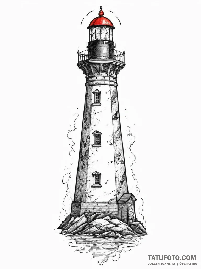 Tattoo sketch lighthouse, tattoo drawing outl... - эскиз тату (№1756111955_0, 25.08.2025 08:52) — Tatufoto.com