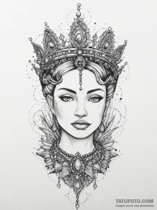 Tattoo sketch queen tattoo, concept art for t... - эскиз тату (№1756112350_0, 25.08.2025 08:59) — Tatufoto.com