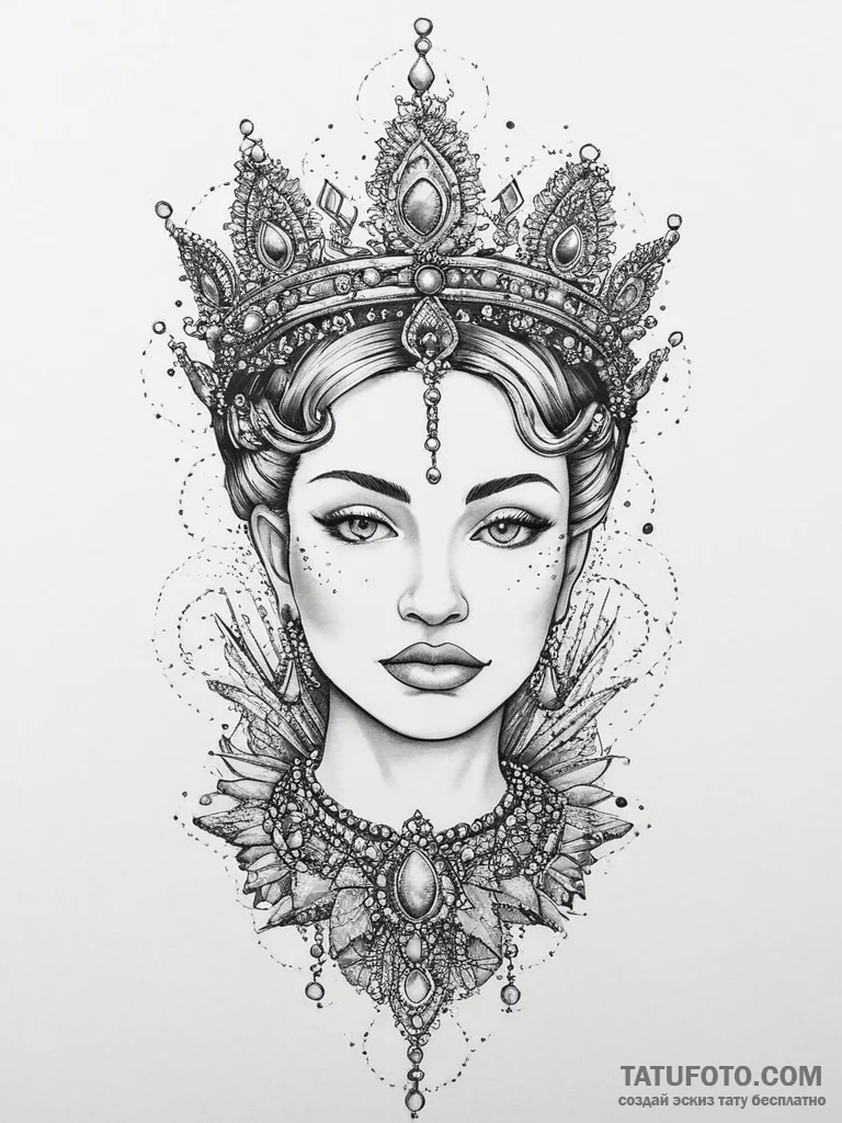 Tattoo sketch queen tattoo, concept art for t... - эскиз тату (№1756112350_0, 25.08.2025 08:59) — Tatufoto.com