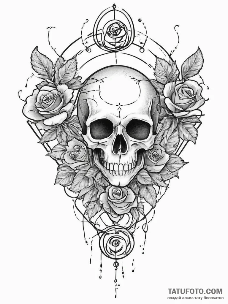 Tattoo sketch parachute with a symbol, tattoo... - эскиз тату (№1756113359_0, 25.08.2025 09:15) — Tatufoto.com