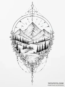 Tattoo sketch divine land - эскиз тату (№1756113953_0, 25.08.2025 09:25) — Tatufoto.com