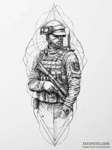 Tattoo sketch soldier with a needle, tattoo l... - эскиз тату (№1756114347_0, 25.08.2025 09:32) — Tatufoto.com
